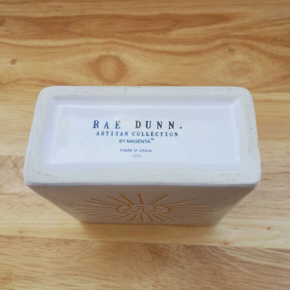 Rae Dunn Artisan Collection 213 Ceramic "Exhale" Piece Sun Design White Yellow - Picture 4 of 7